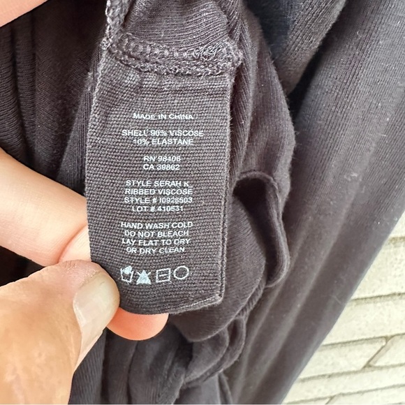 Theory Serah K Black Side Tie Long Sleeve Jersey Knit Top Womens Small Chic - Picture 7 of 11